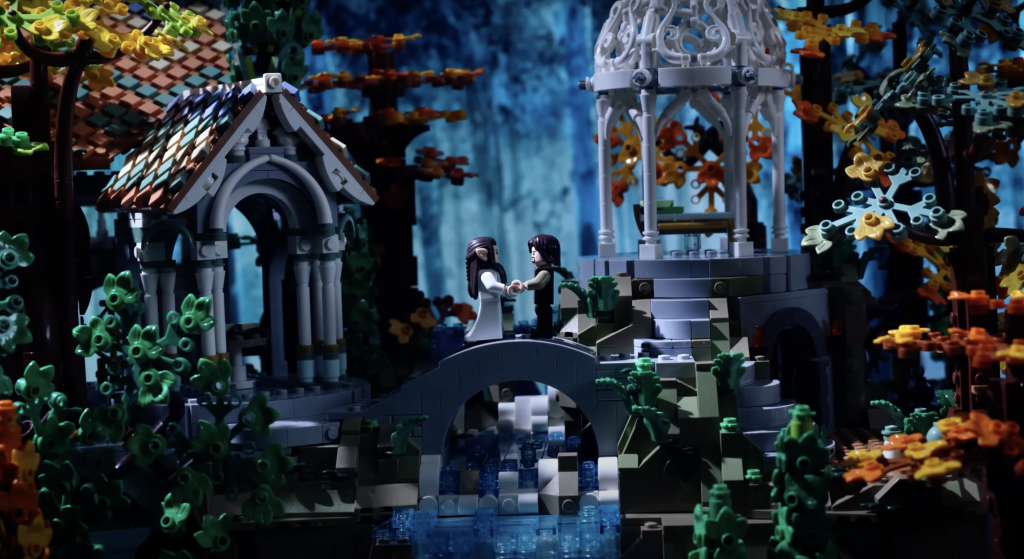 Warner Bros. LEGO 10316 Rivendell animated Arwen and Aragorn 1024x559