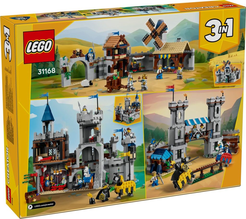 LEGO Creator 3 in 1 31168 Medieval Horse Knight Castle box back 1024x912