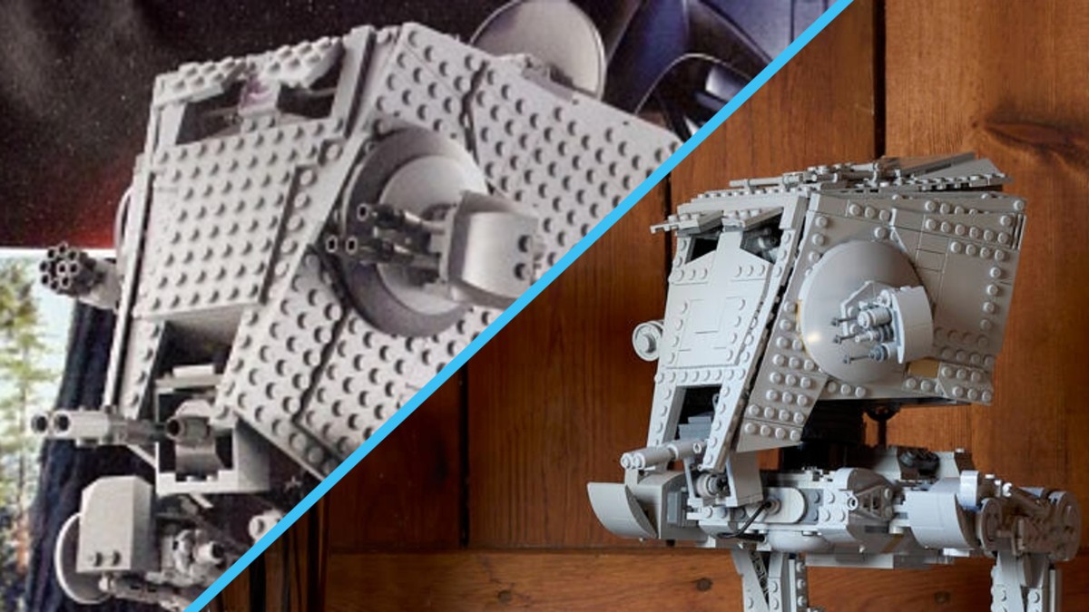 LEGO Star Wars 2006 and 2025 UCS AT-STs compared